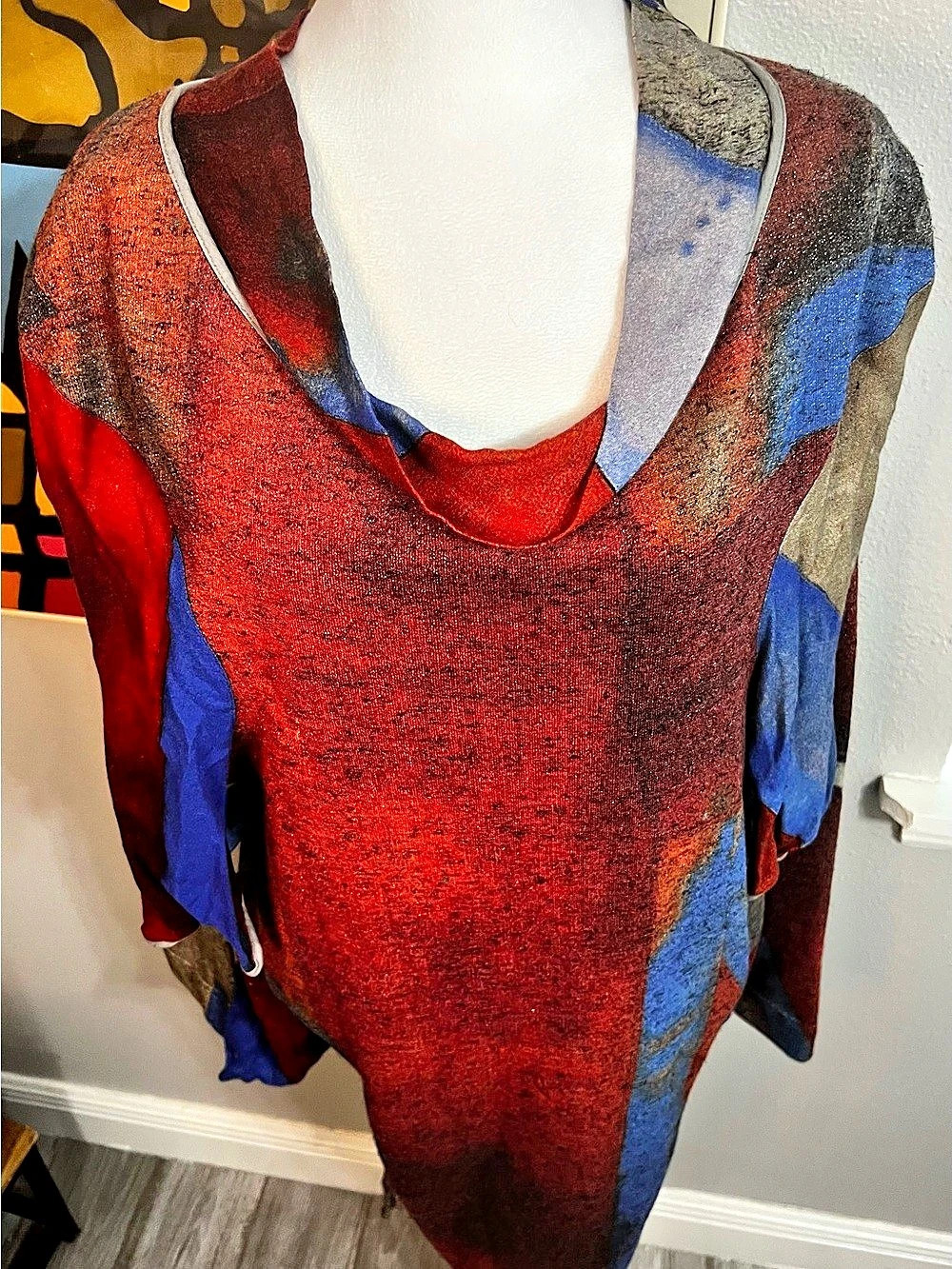 Vivienne Westwood Anglomania Geometric Mini Dress Red & Blue Size 40 vintage 90s - Picture 5 of 16